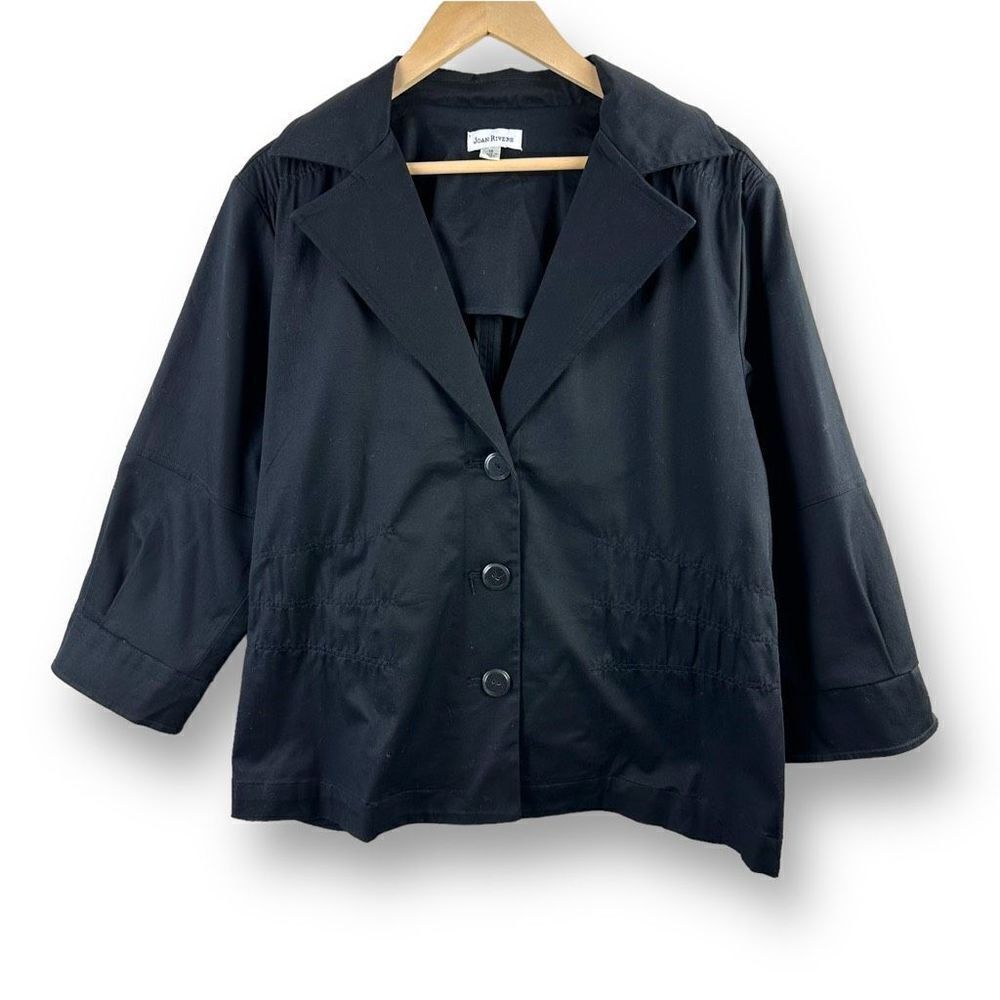 Joan Rivers‎ Black Lightweight Button Front Jacket Size 1X